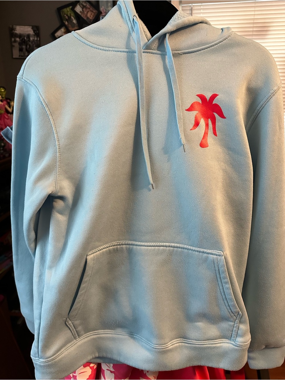 Blue Palm Puff Graphic Hoodie Sweatshirt
